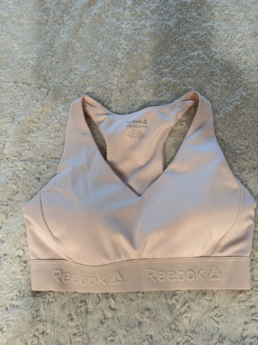 Reebok Pale Peach V-Neck Padded Sports Bra